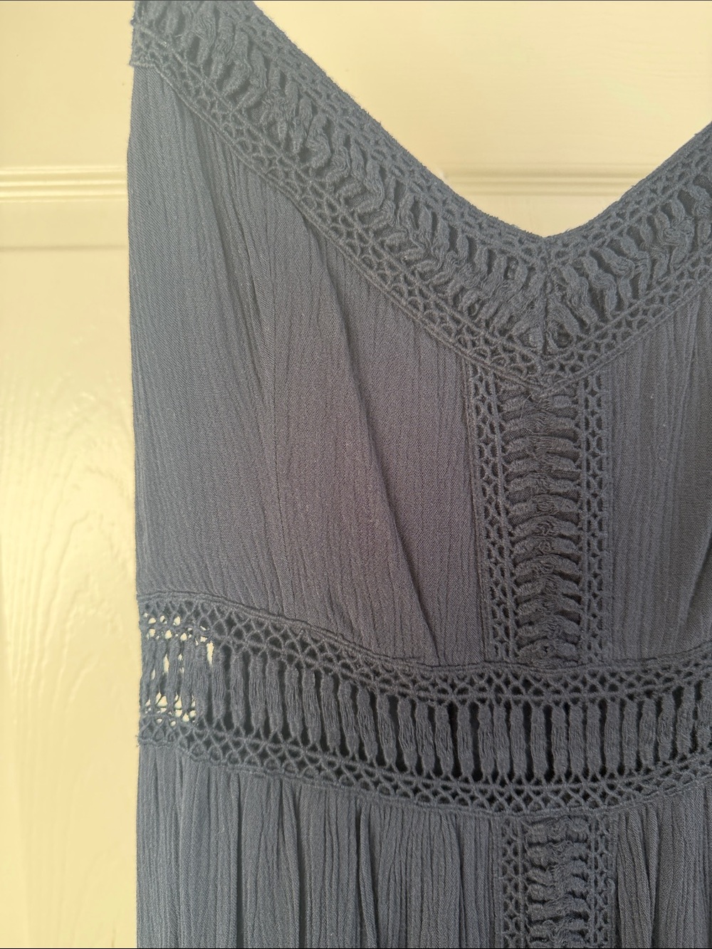 Abercrombie & Fitch Navy Crochet-Trim Maxi Dress - Picture 4 of 8